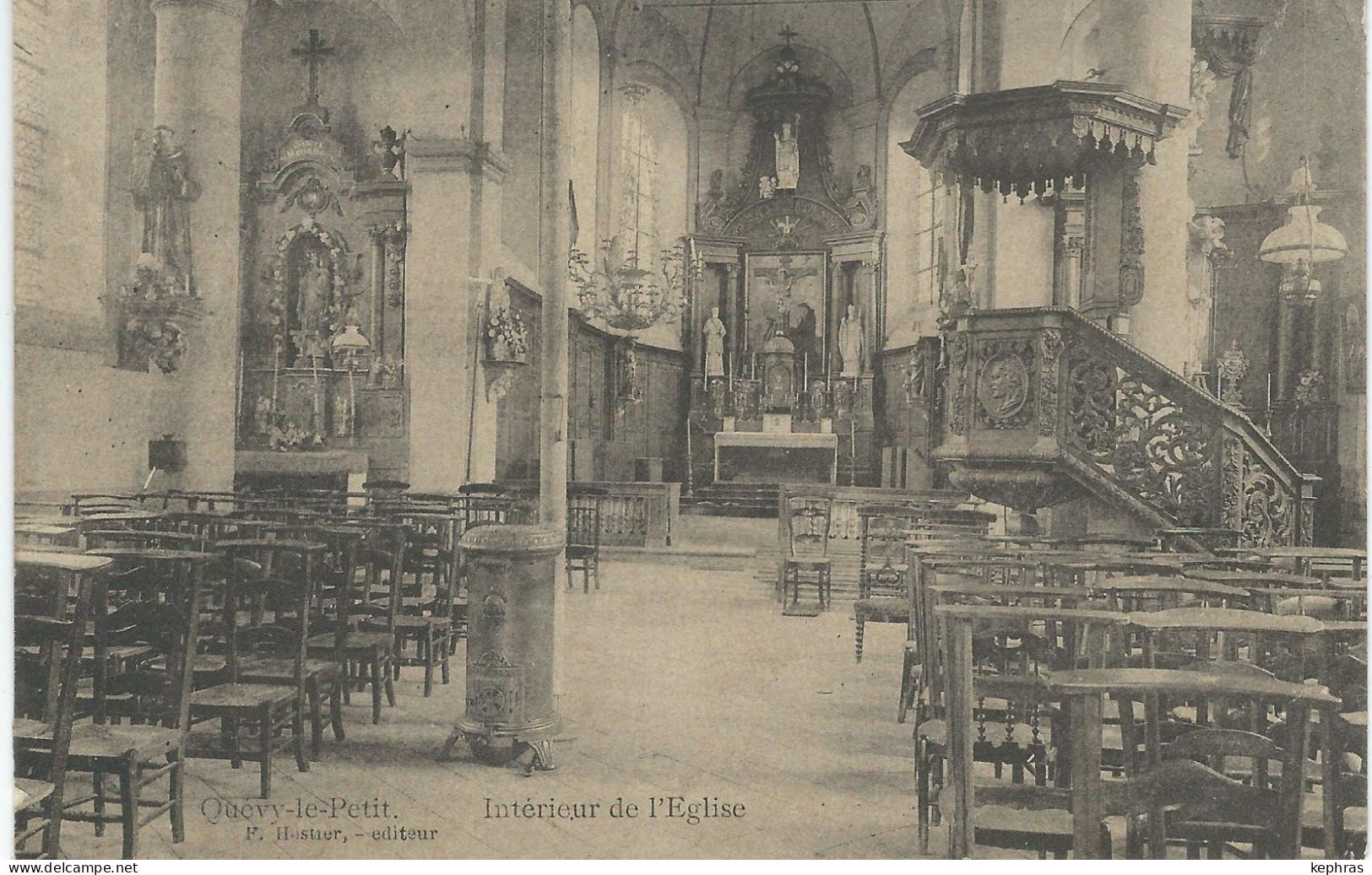 QUEVY-LE-PETIT : Intérieur De L'Eglise - Courrier De 1910 - Quevy