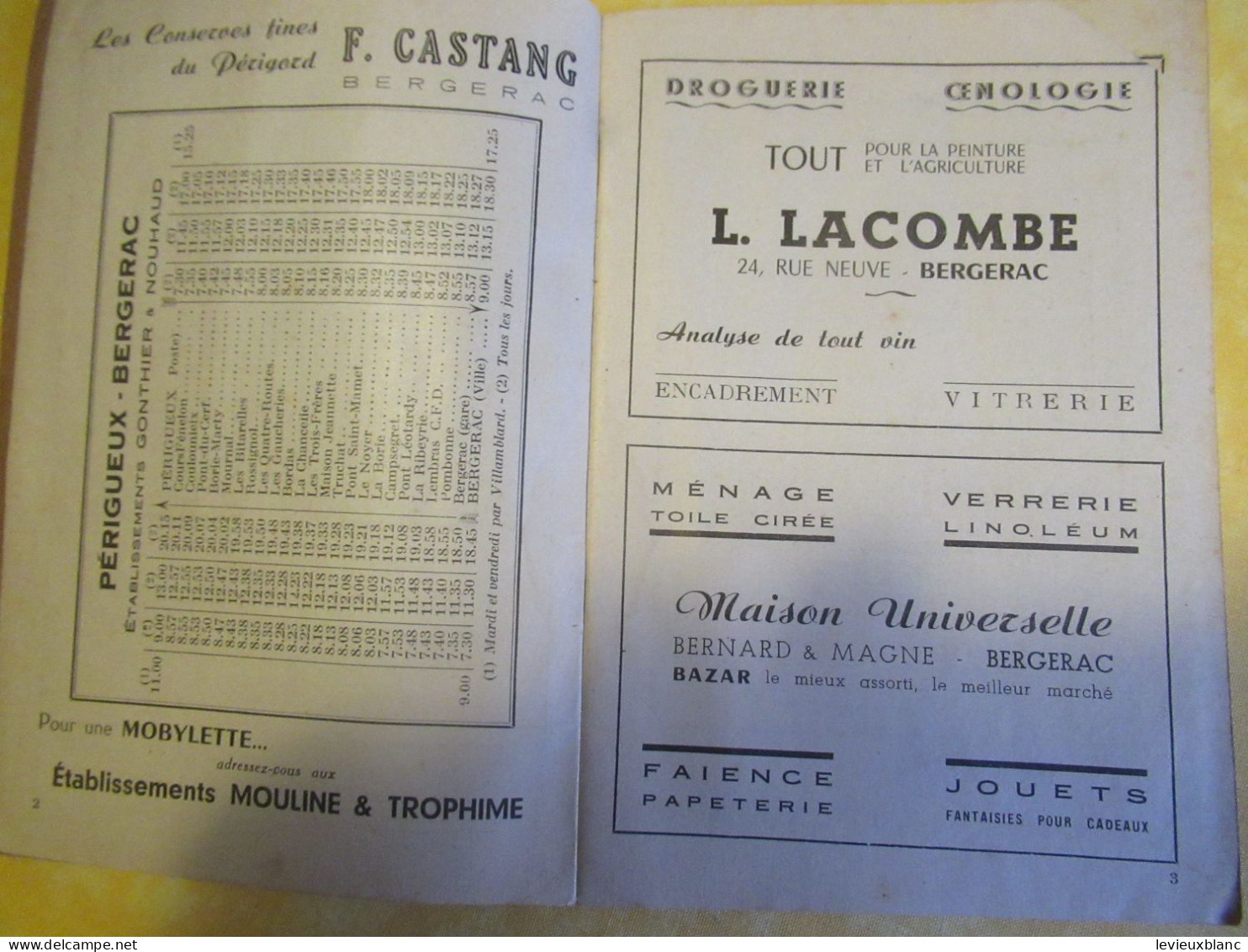 Indicateur APSO /SNCF & Autobus Départementaux/BERGERAC /offert Par Les Commerçants /1955        TRA69 - Eisenbahnverkehr