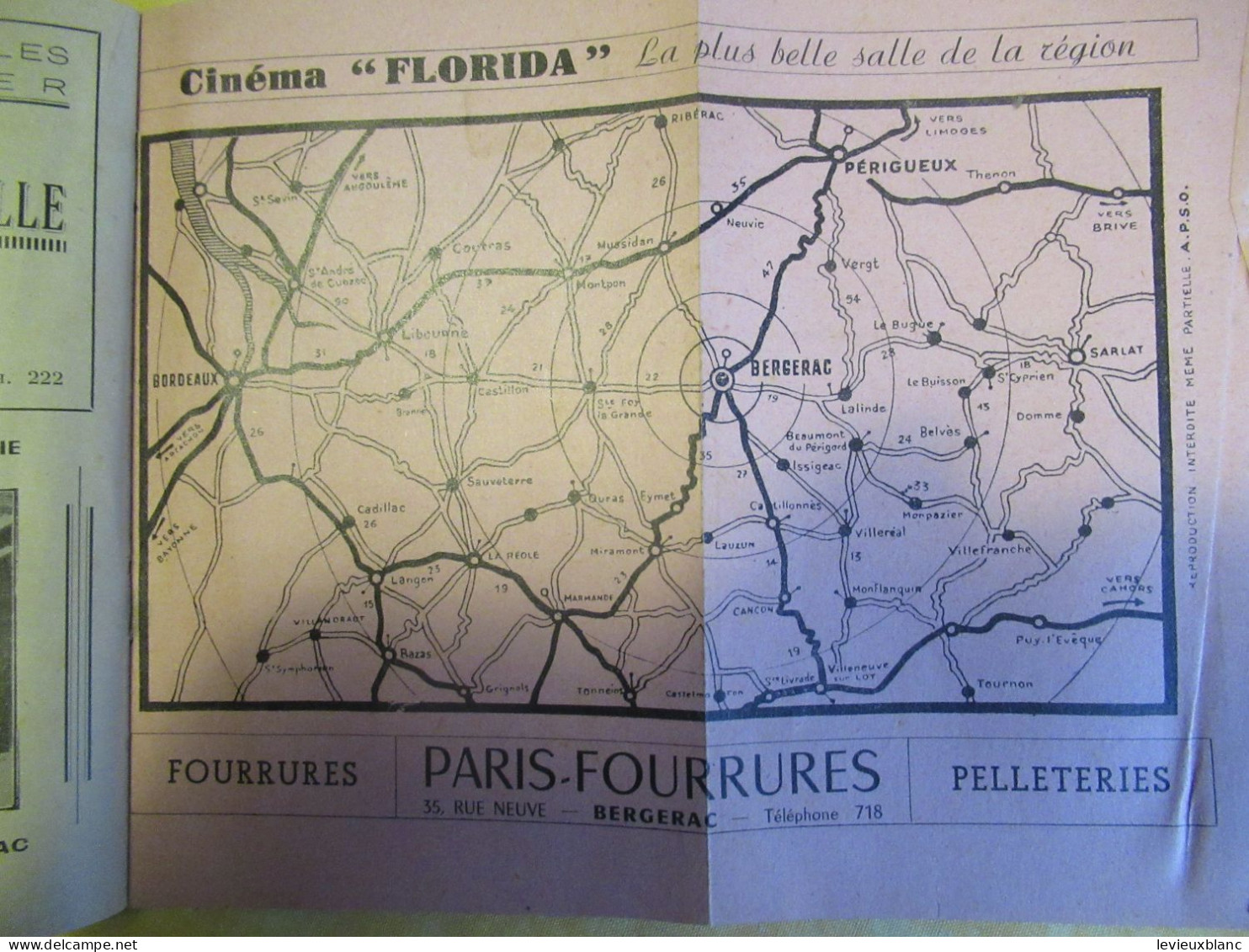 Indicateur APSO /SNCF & Autobus Départementaux/BERGERAC /offert Par Les Commerçants /1955        TRA69 - Chemin De Fer