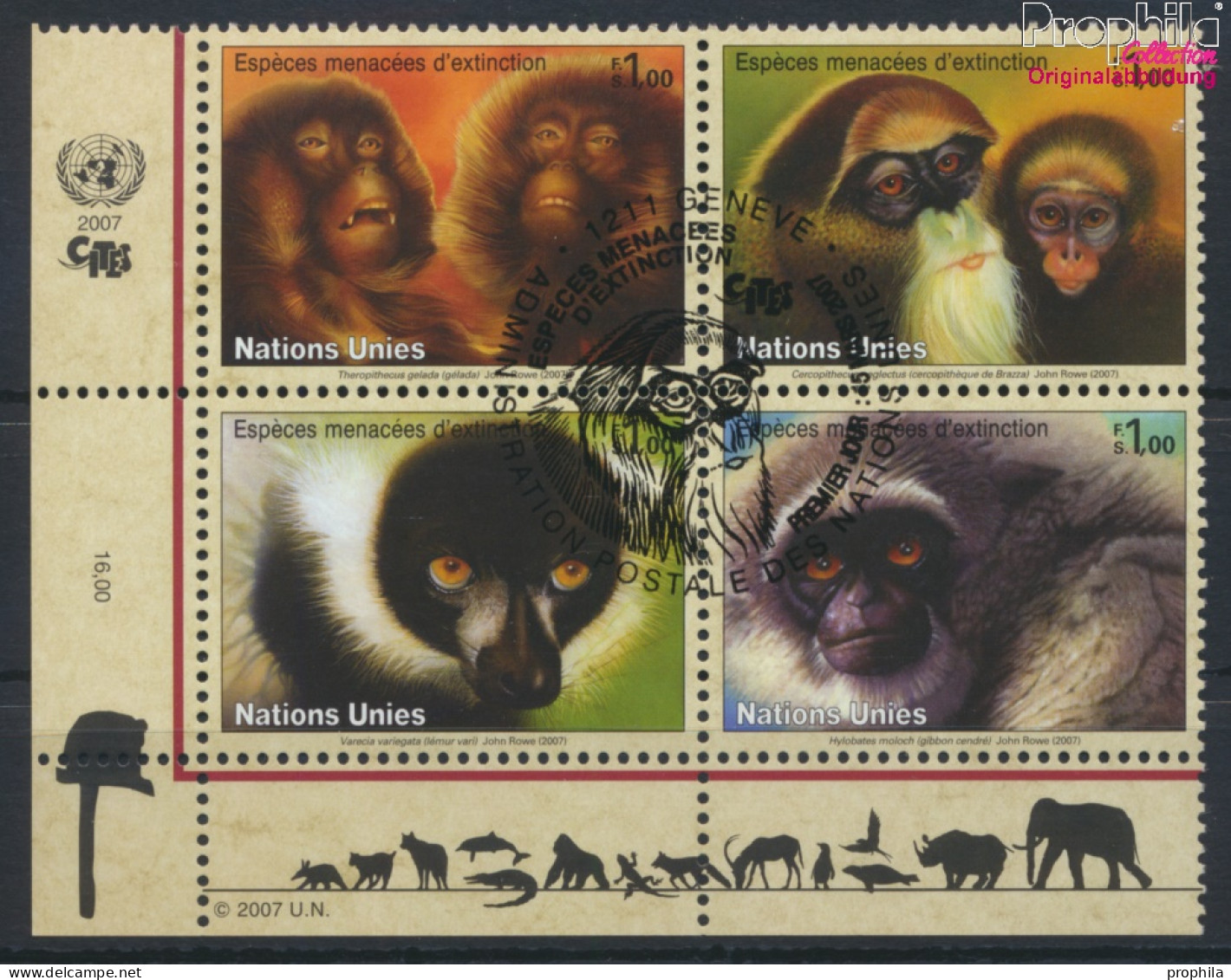 UNO - Genf 561-564 Viererblock (kompl.Ausg.) Gestempelt 2007 Primaten (10069056 - Used Stamps
