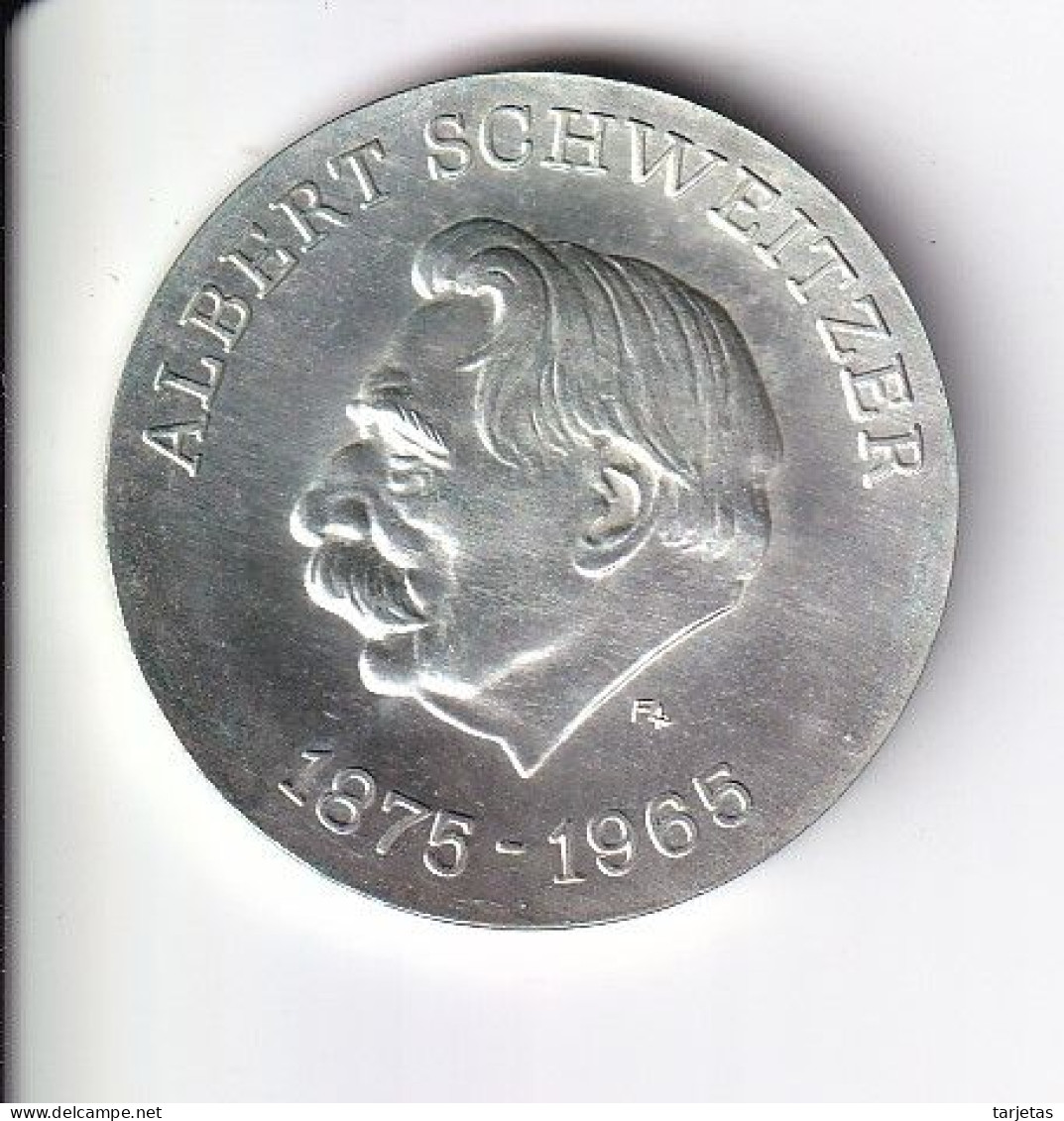 MONEDA DE PLATA DE ALEMANIA DEMOCRATICA DE 10 MARK DEL AÑO 1975 (COIN) ALBERT SCHWEITZER - Autres & Non Classés