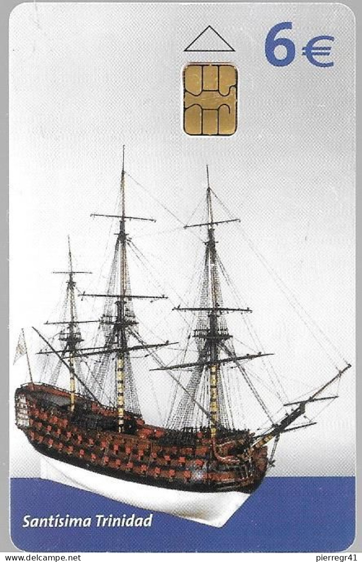 CARTE-PUCE-ESPAGNE-6€-06/04-ESPANA MUSEA NAVAL-La FLORA SANTISIMA TRINIDAD-Caravelle-TBE - Commemorative Advertisment