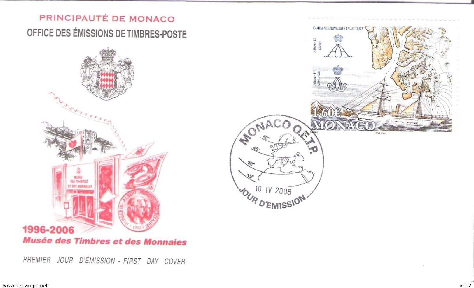 Monaco 2006 Journeys From Prince Albert II To Spitsbergen (2005) And To The North Pole (2006), Mi 2794  FDC - Briefe U. Dokumente