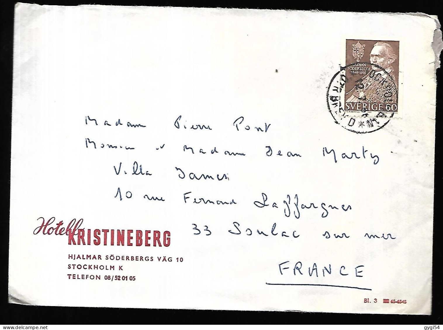 SUEDE  Lettre  De Stockolm  Pour  Soulac Sur Mer  ( Gironde ) - Briefe U. Dokumente
