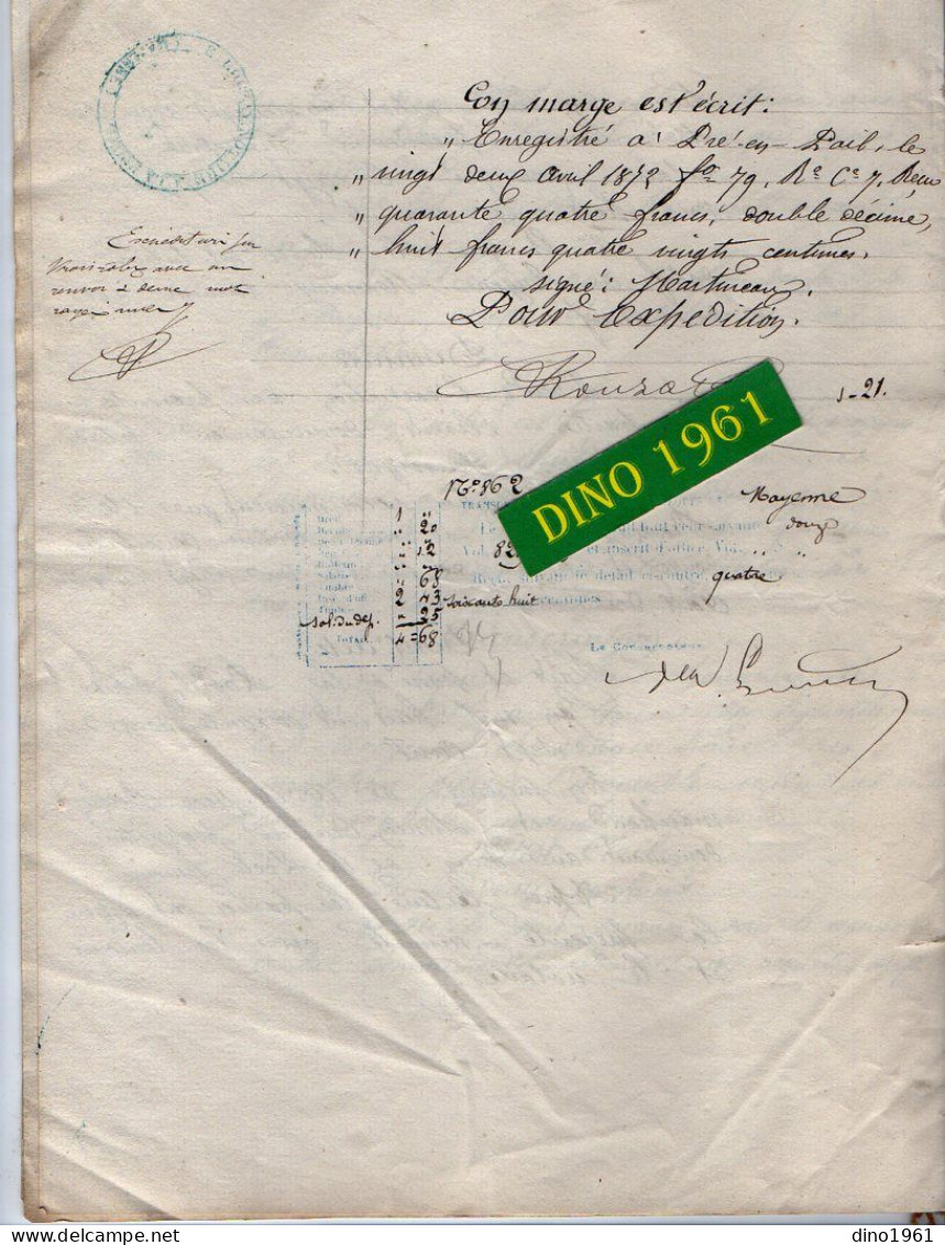 VP21.953 - LA POOTE - Acte De 1872 - Vente D'une Pièce De Terre Située CHAMPFREMONT Par Mr & Mme REVEL à Mr SAGOT - Manuscrits