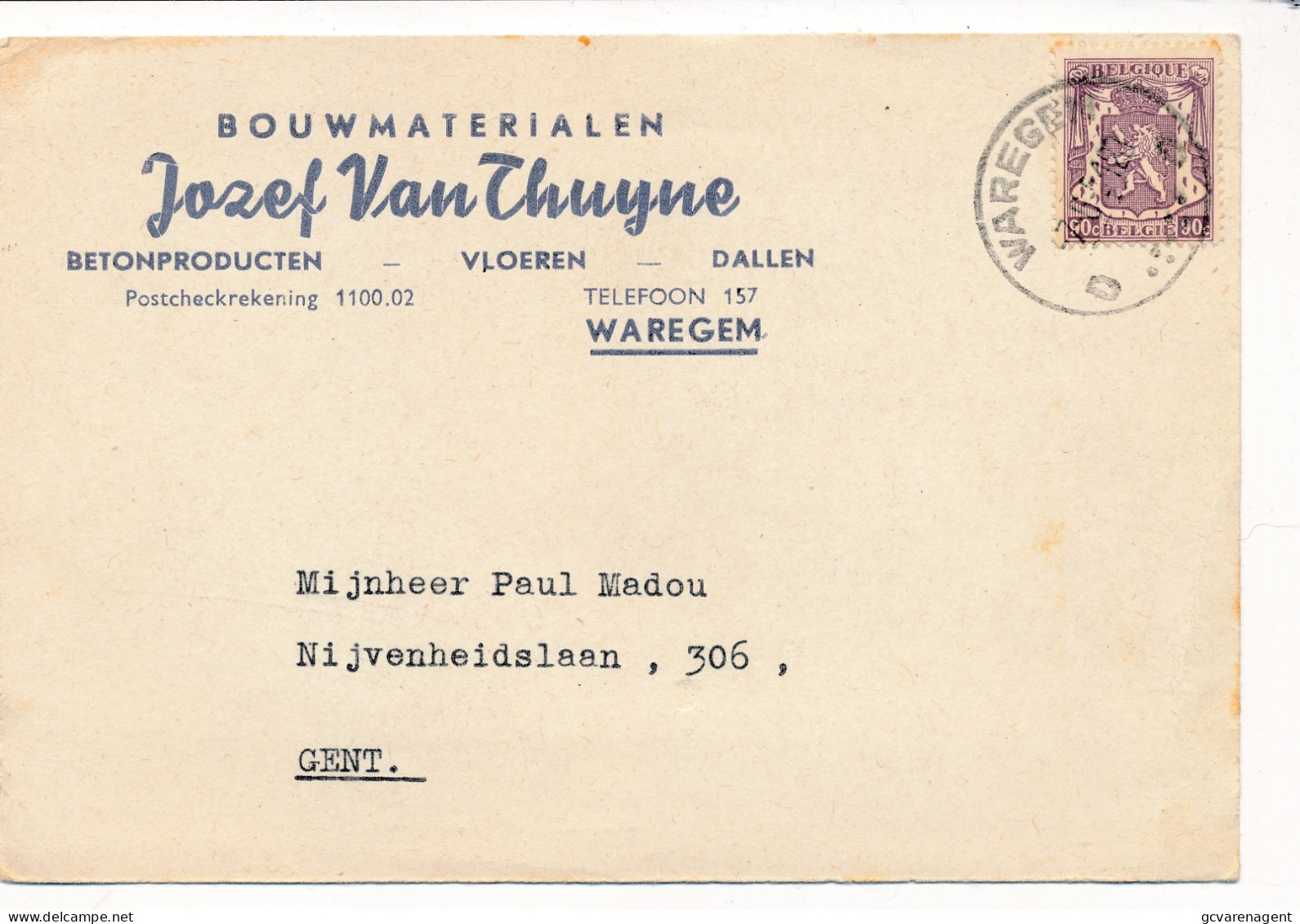 WAREGEM    BEDRIJFSKAART ==  BOUWMATERIALEN JOZEF VAN THYNE - BETONPRODUCTEN -       ZIE SCANS - Waregem