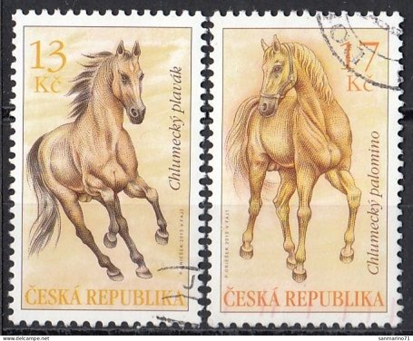 CZECH REPUBLIC 784-785,used,falc Hinged,horses - Oblitérés