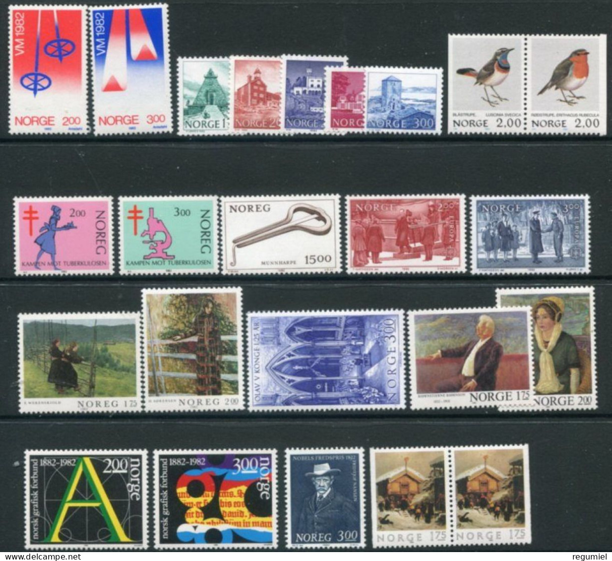 Noruega  809/831 ** MNH. 1982. Año Completo - Années Complètes