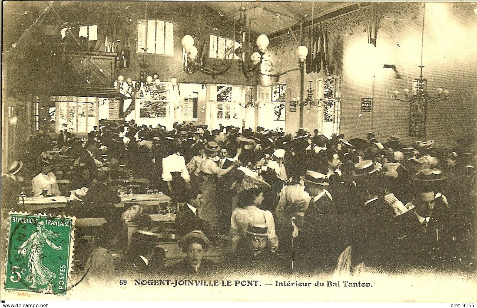 94 NOGENT JOINVILLE LE PONT INTERIEUR DU BAL TANTON C ETAIT EN 1911 LES HOMMES DANSENT AVEC LEURS CHAPEAUX - Joinville Le Pont