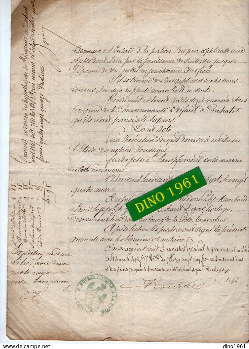 VP21.956 - LA POOTE - Acte De 1867 - Vente D'une Maison Située à CHAMPFREMONT Par Mr & Mme LABBE Fils à Mr P. SAGOT - Manuscrits