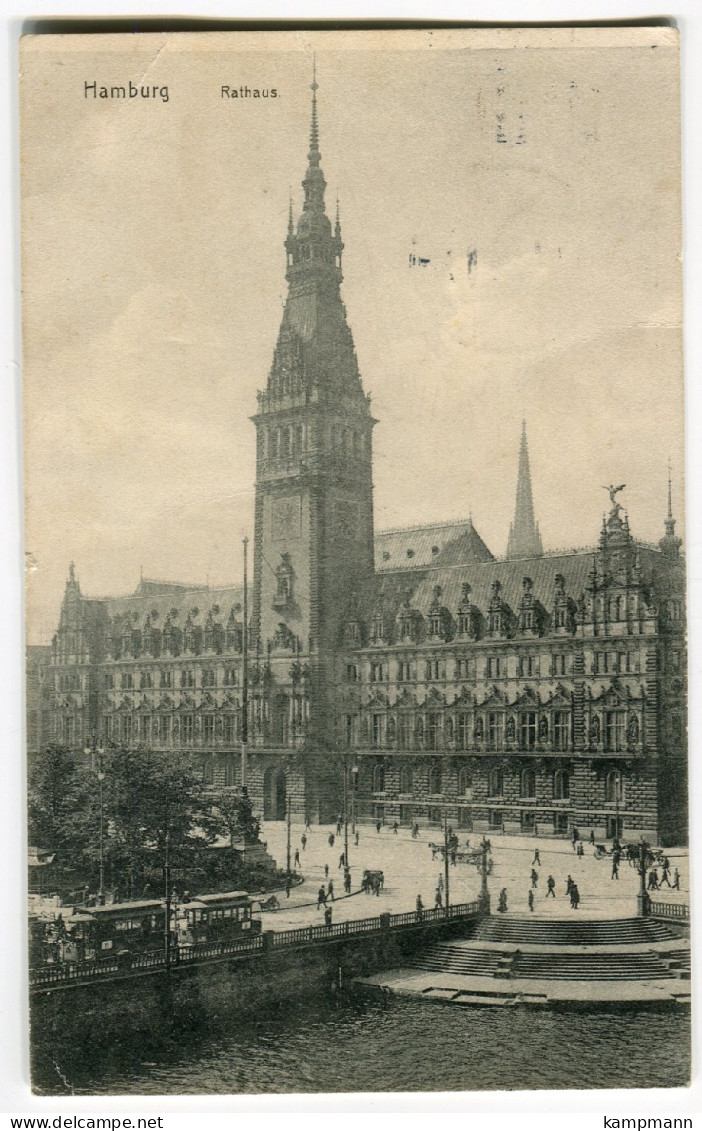 Tram/Straßenbahn Hamburg,Rathaus,1910  Gelaufen - Strassenbahnen