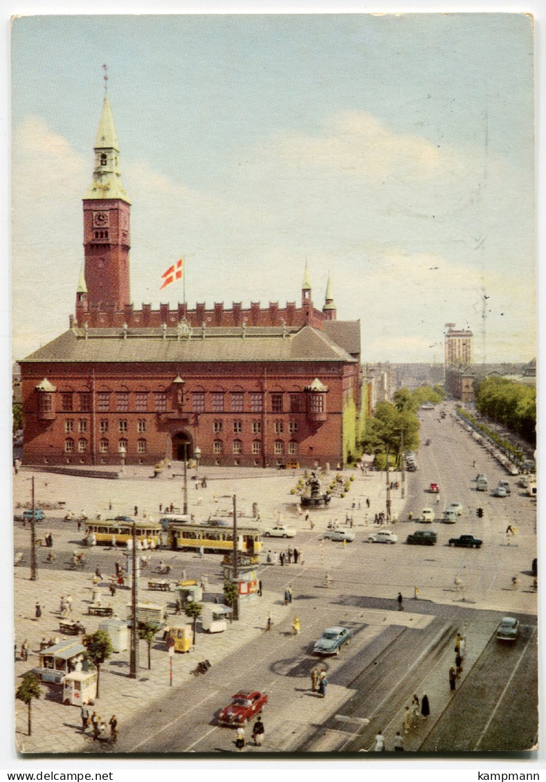 Tram/Straßenbahn Kopenhagen,Rathausplatz,Opel Olympia Rekord,Kapitän,1960  Gelaufen - Strassenbahnen