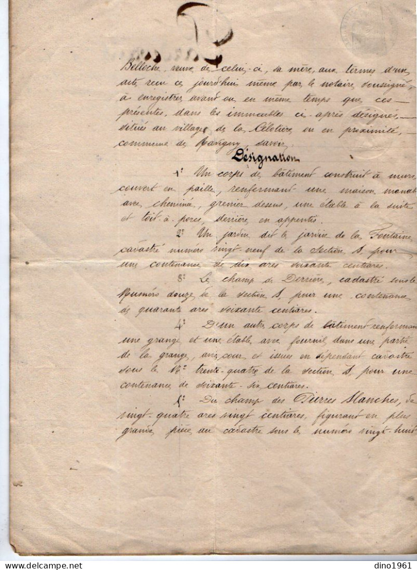 VP21.957 - Acte De 1864 - Vente D'une Maison Située à RAVIGNY Par Mr & Mme GESLAIN à VALFRAMBERT à Mr E. LECOQ - Manuscrits