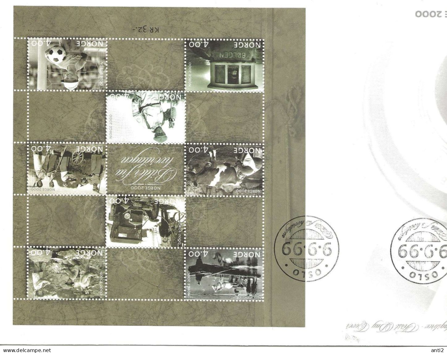 Norge Norway 1999-2000   Millenium Mi 1321-1328  Sheetlet  FDC Cover - - Lettres & Documents