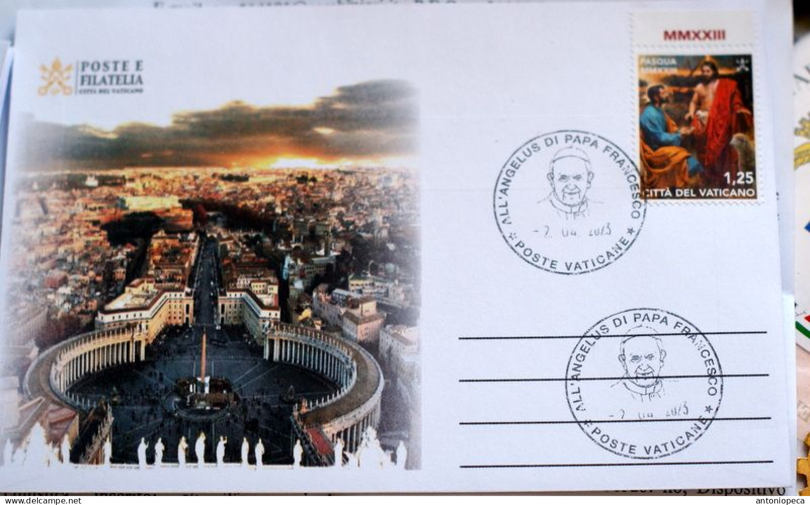 VATICANO 2023 COPPIA DI FDC, ANGELUS DI PAPA FRANCESCO, DOMENICA DELLE PALME - Lettres & Documents