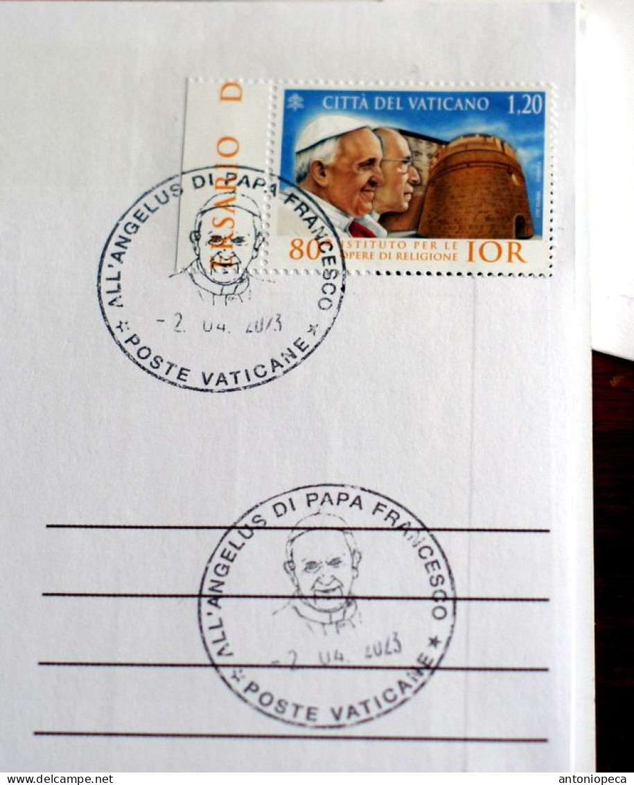 VATICANO 2023 COPPIA DI FDC, ANGELUS DI PAPA FRANCESCO, DOMENICA DELLE PALME - Cartas & Documentos