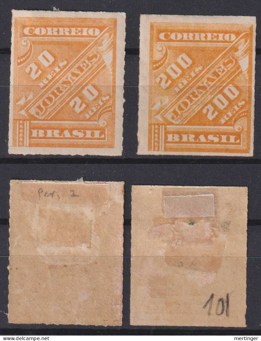 Brazil Brasil Mi# 68 + 71 * 20R + 200R Jornais 1889 - Unused Stamps