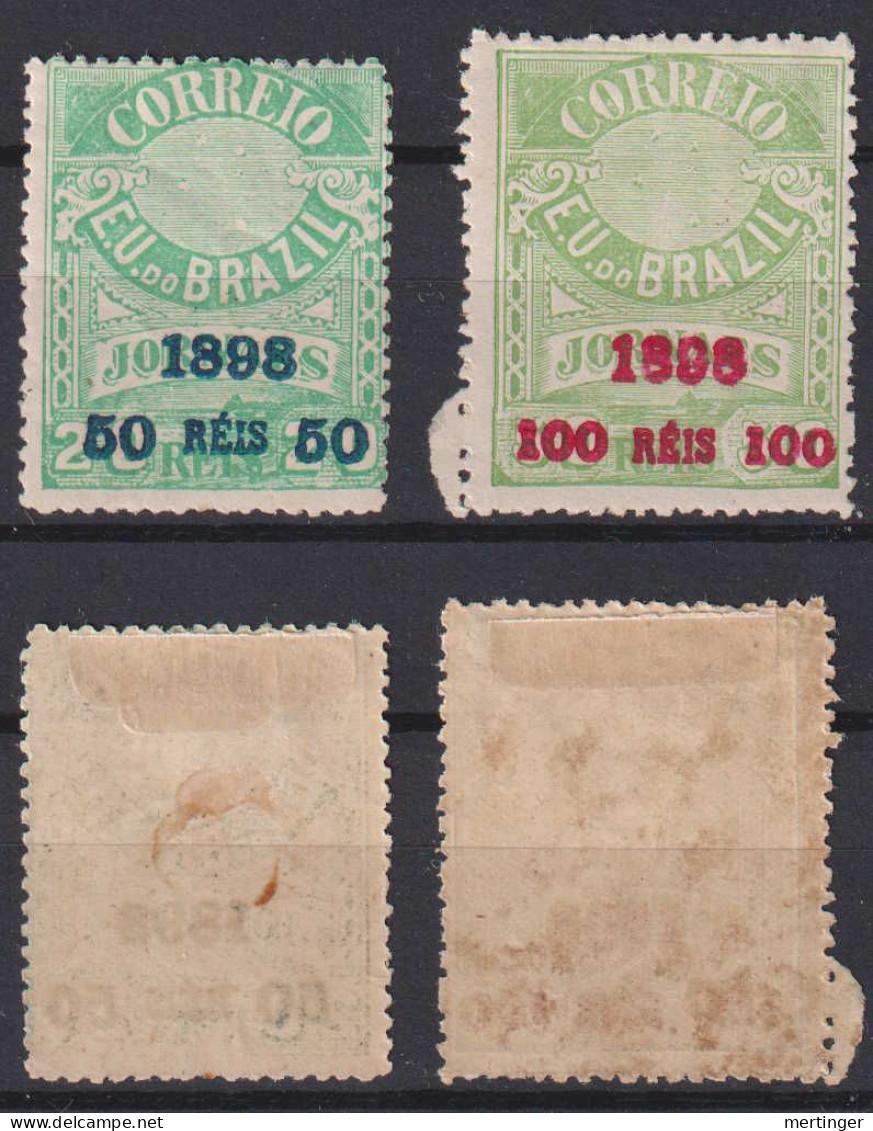 Brazil Brasil Mi# 126 + 128 * Mint Overprint 1898 - Neufs