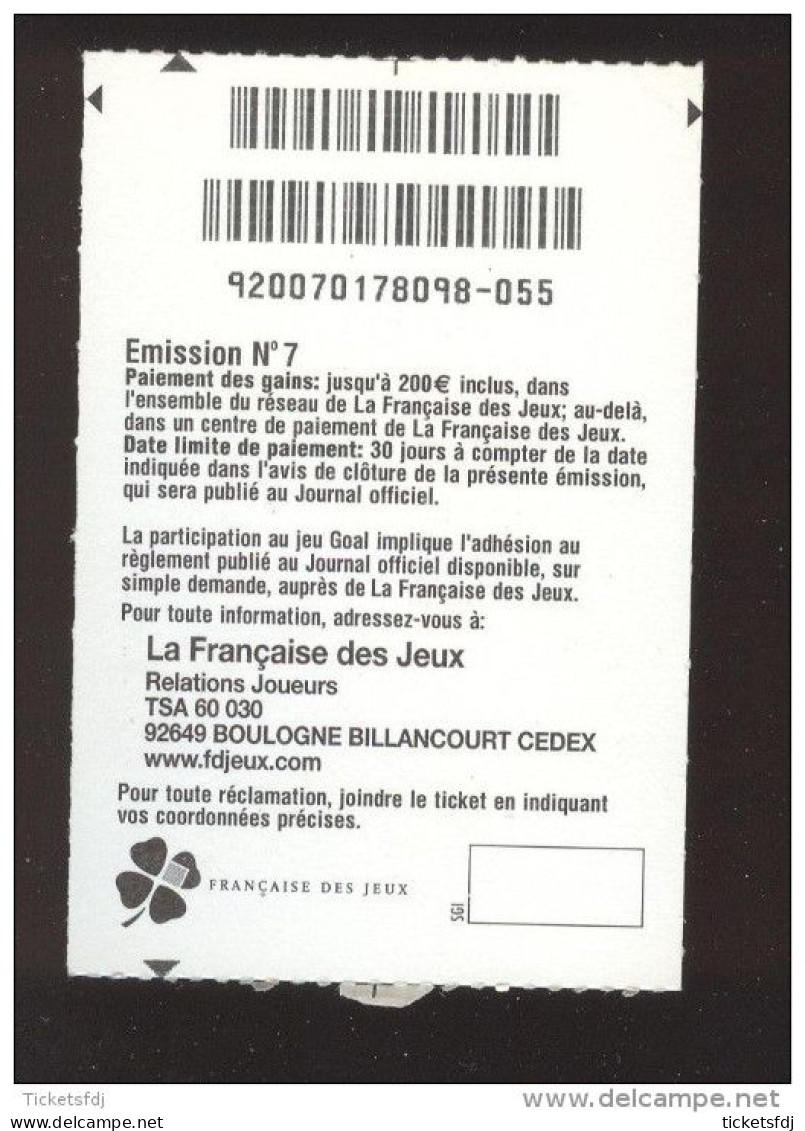 Grattage FDJ - GOAL 92007 - Montre Poilu - Trait Bleu - FRANCAISE DES JEUX - Billets De Loterie
