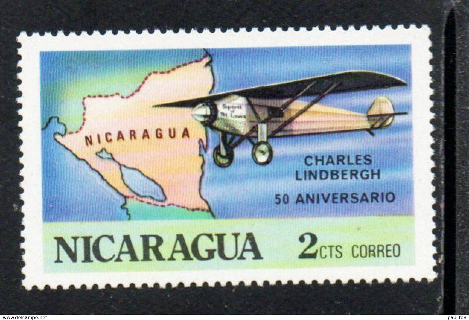 NICARAGUA 1977 CHARLES A. LINDBERGH SPIRIT OF ST. LOUIS 2c MNH - Nicaragua