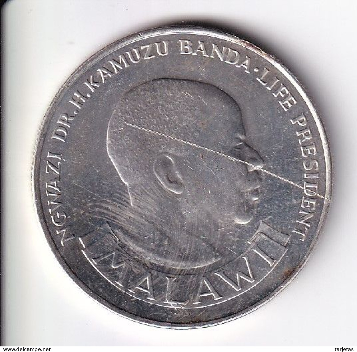 MONEDA DE PLATA DE MALAWI DE 10 KWACHA DEL AÑO 1974 LA DE LA FOTO (CON RAYA DETRAS) - Malawi