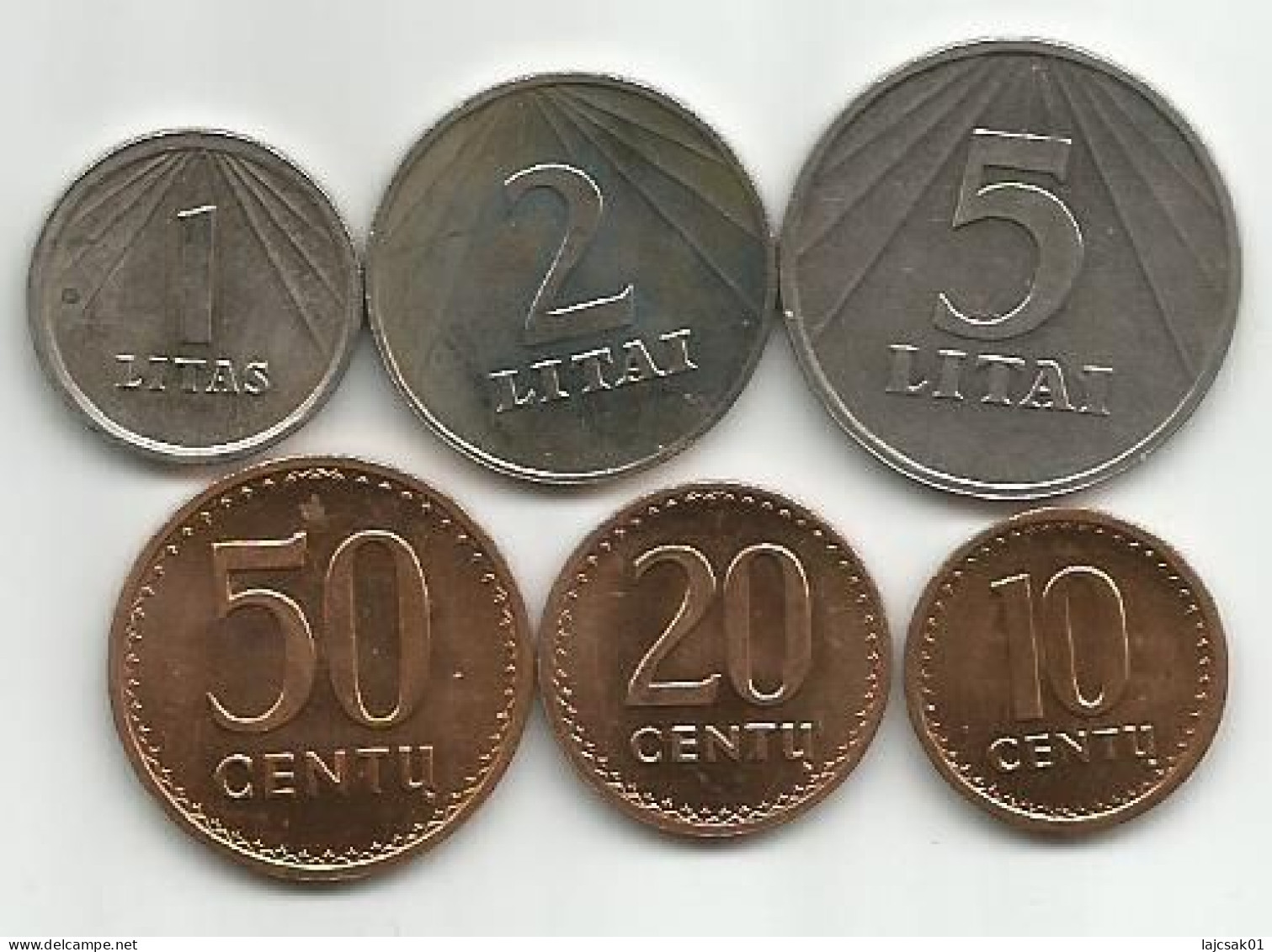 Lithuania 1991. Coin Set 1 Litas 2 And 5 Litai 10 , 20 And 50 Centu - Lithuania