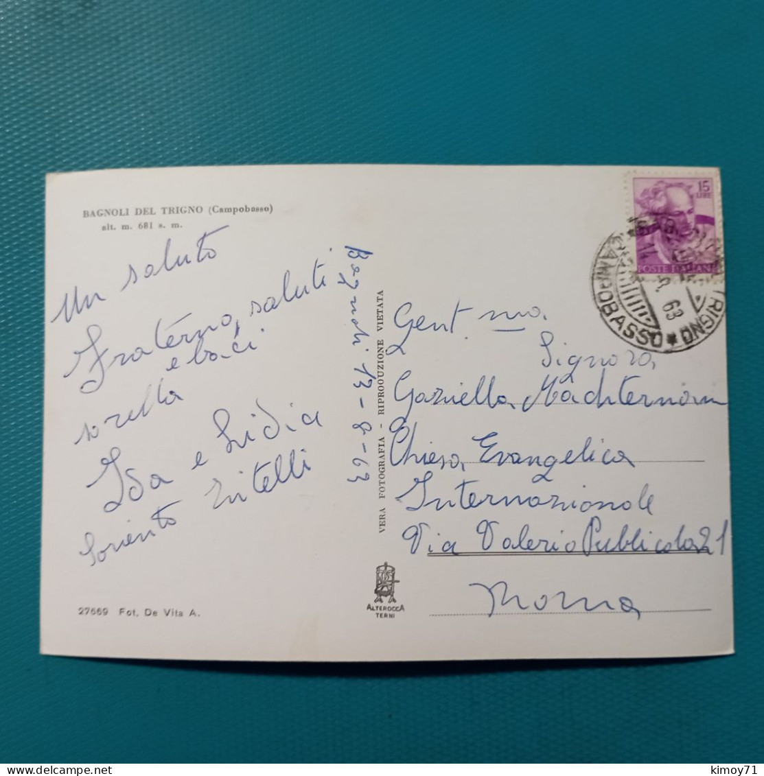 Cartolina Saluti Da Bagnoli Del Trigno. Viaggiata 1963 - Isernia