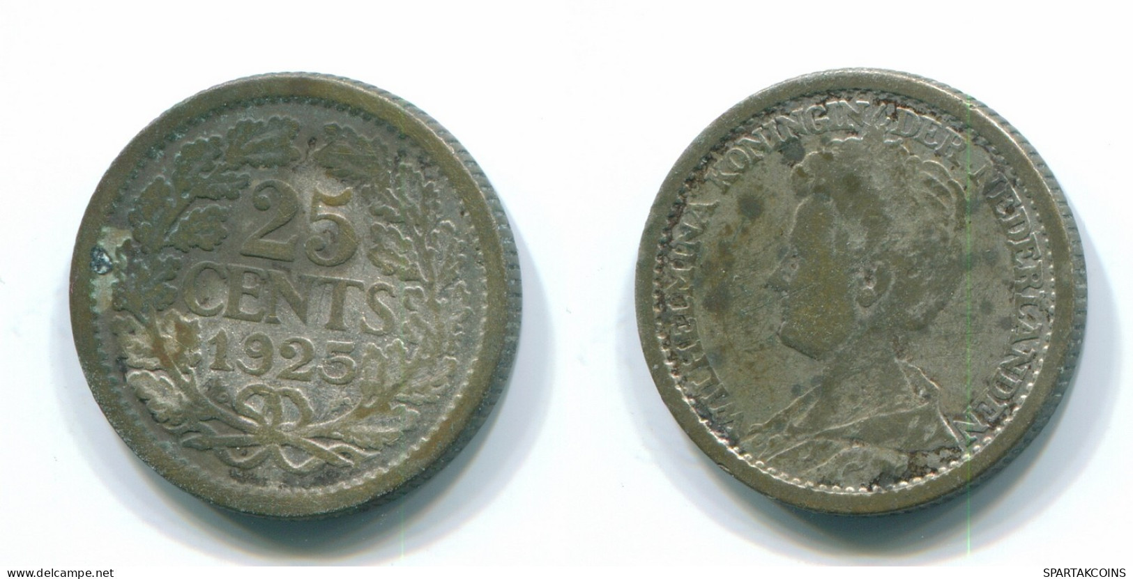 25 CENT 1925 NETHERLANDS Coin SILVER #S13695.U - Monete D'Oro E D'Argento