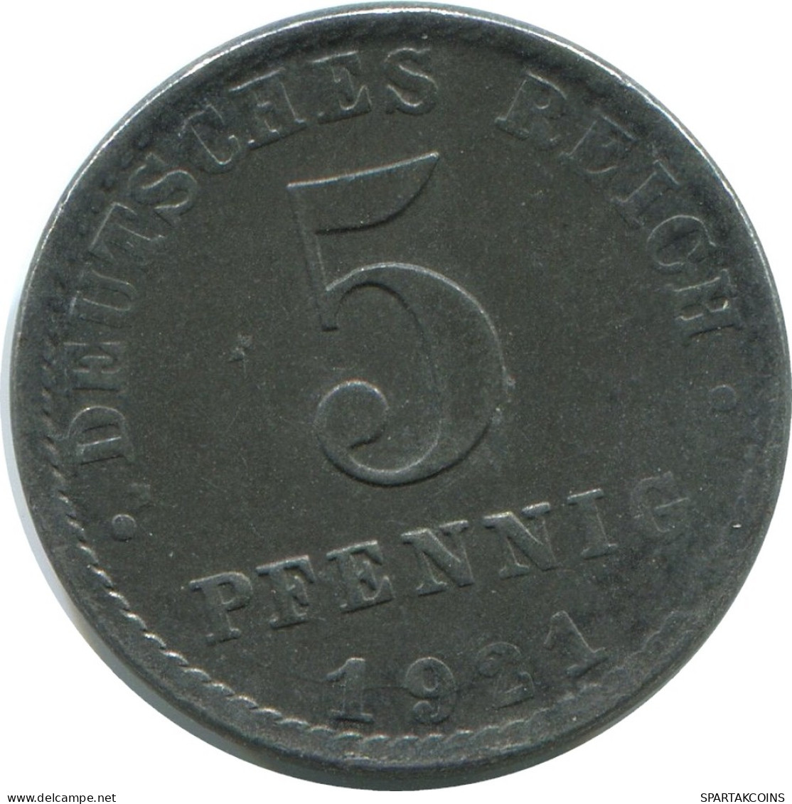 5 PFENNIG 1921 A GERMANY Coin #AE293.U - 5 Rentenpfennig & 5 Reichspfennig