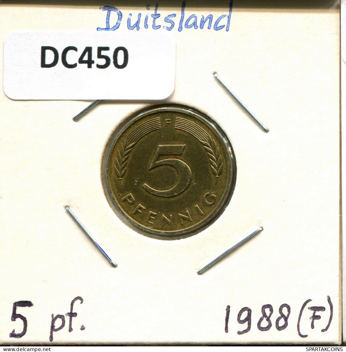 5 PFENNIG 1988 F WEST & UNIFIED GERMANY Coin #DC450.U - 5 Pfennig