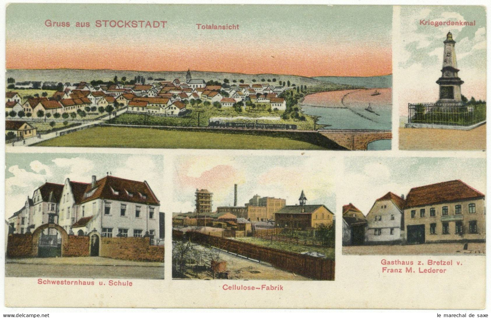 Litho Ak Stockstadt Am Main Aschaffenburg 1922 Gasthaus Z Bretzel Lederer Schwesternhaus Cellulose Fabrik - Aschaffenburg