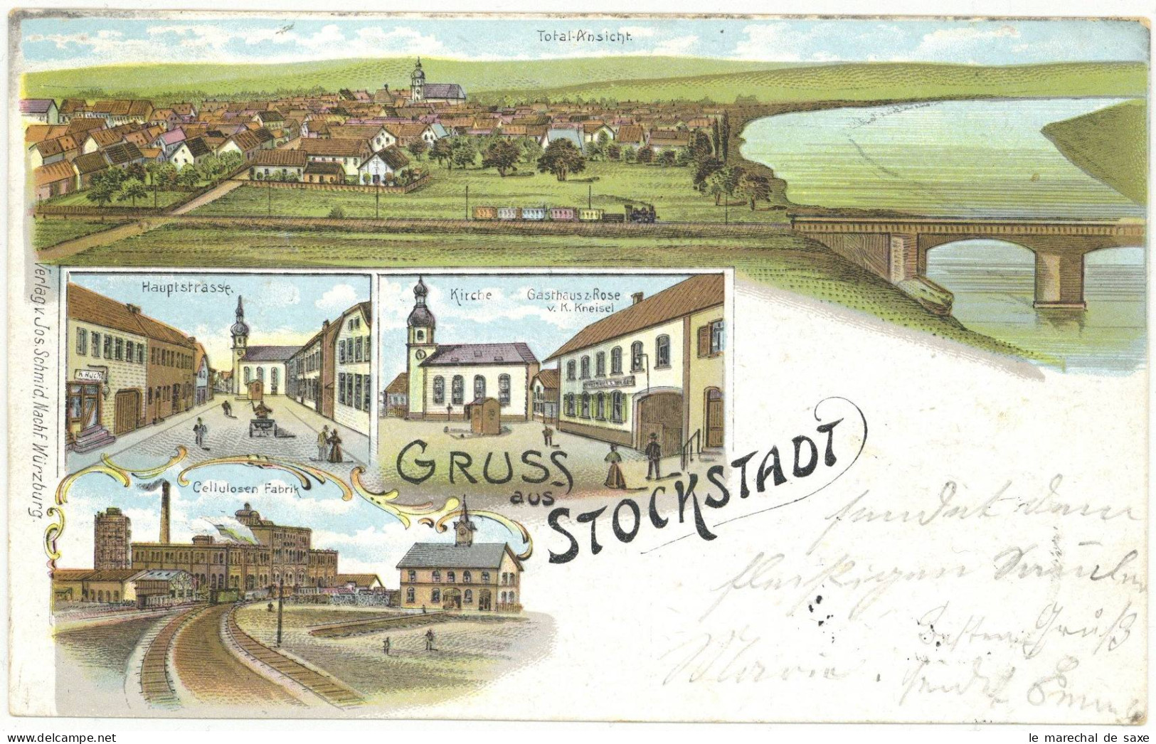 Litho Ak Stockstadt Am Main AschaffenburgGruss Aus Cellulosefabrik 1901 - Aschaffenburg