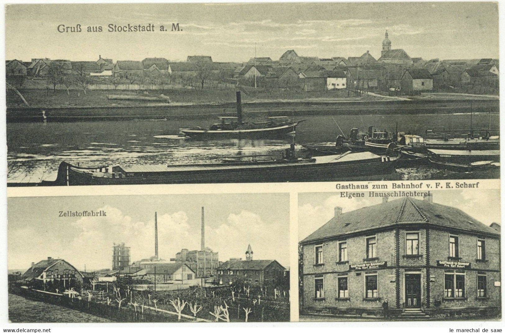 Foto Ak Stockstadt Am Main Aschaffenburg 1927 Gasthaus Z Bahnhof Scharf Zellstofffabrik - Aschaffenburg