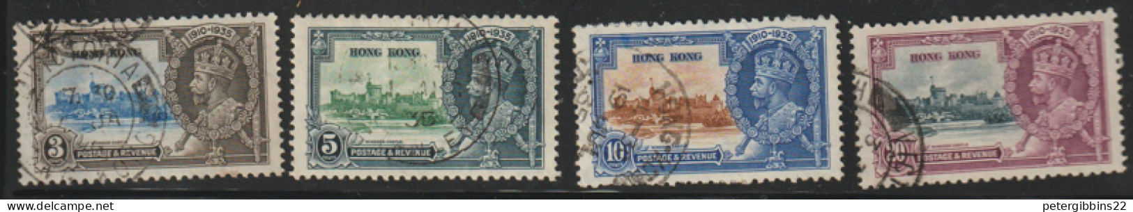 Hong Kong  1935   SG  133-6   Silver Jubilee  Fine  Used  - Oblitérés