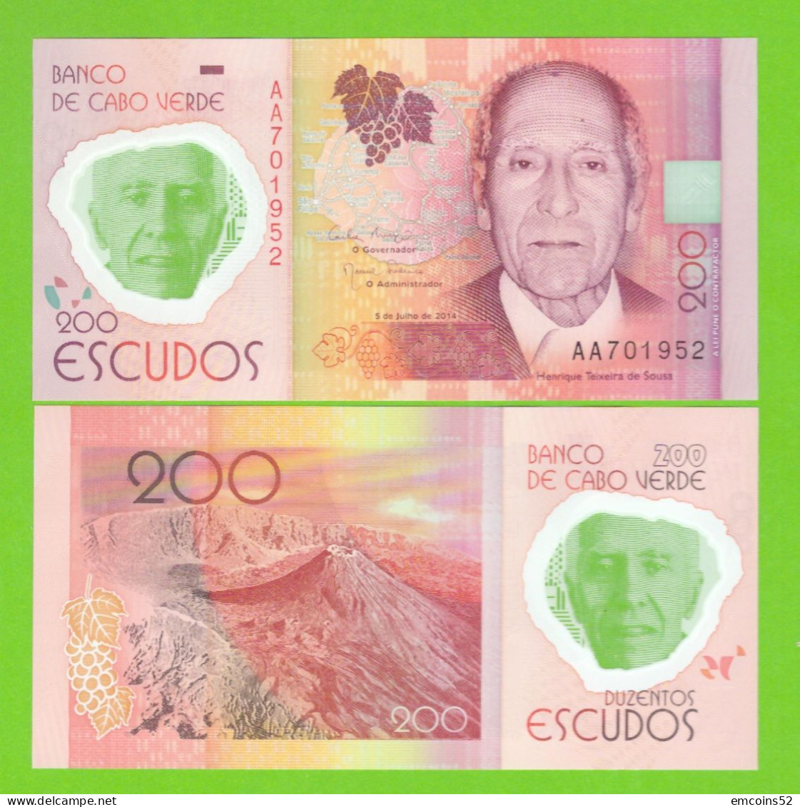 CAPE VERDE 200 ESCUDOS 2014 P-71 UNC - Cap Verde