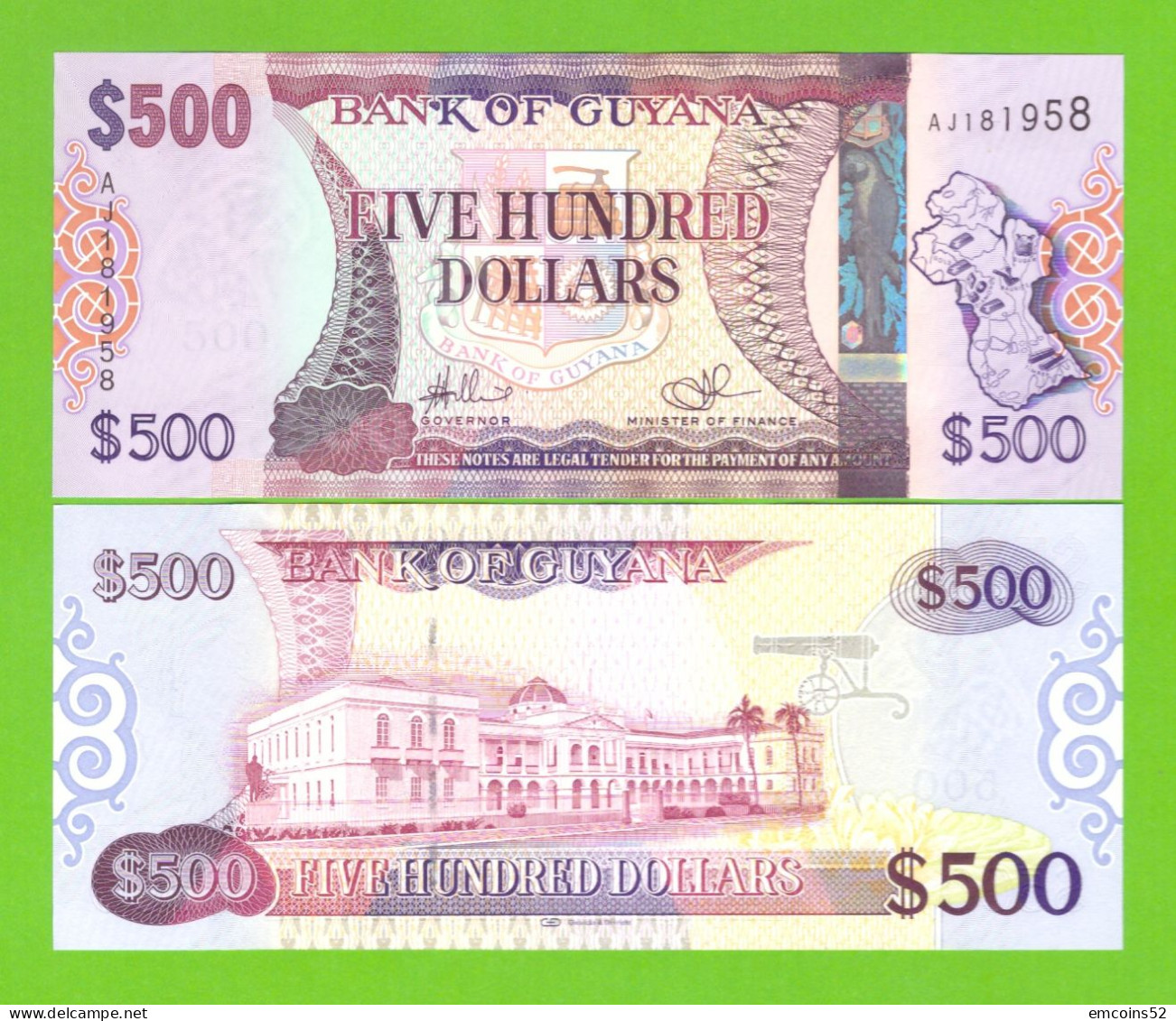 GUYANA 500 DOLLARS 2011  P-37(1) UNC - Guyana