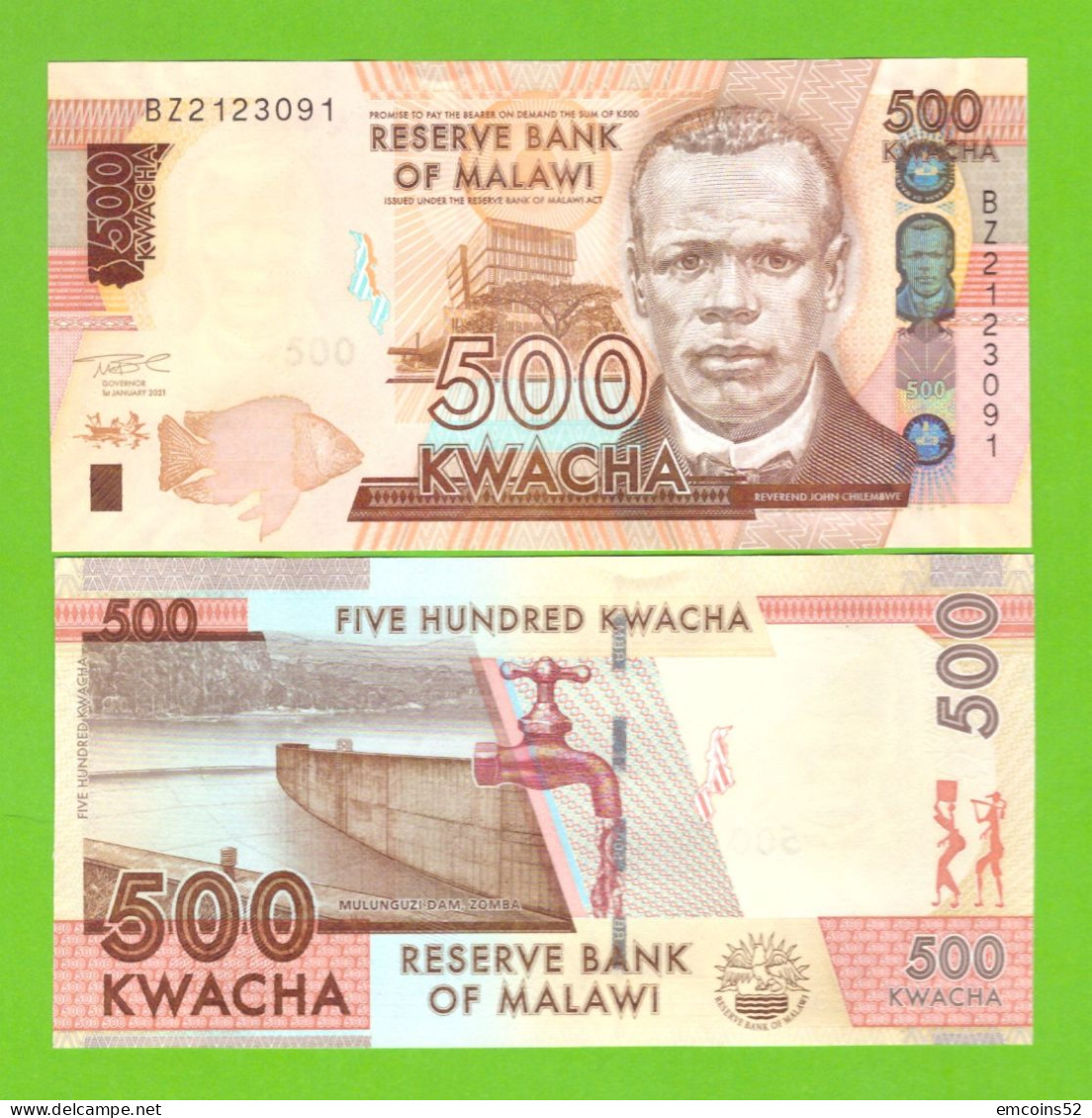 MALAWI 500 KWACHA 2021  P-66 UNC - Malawi