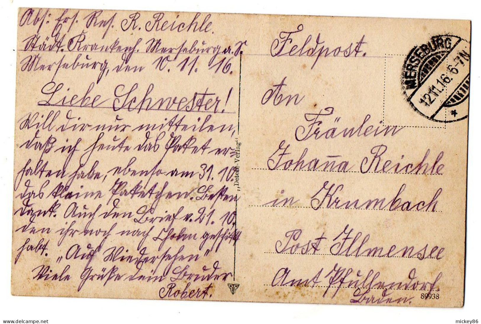 Allemagne--MERSEBURG - 1916-- Kgl. Schloss ...colorisée......cachet - Merseburg