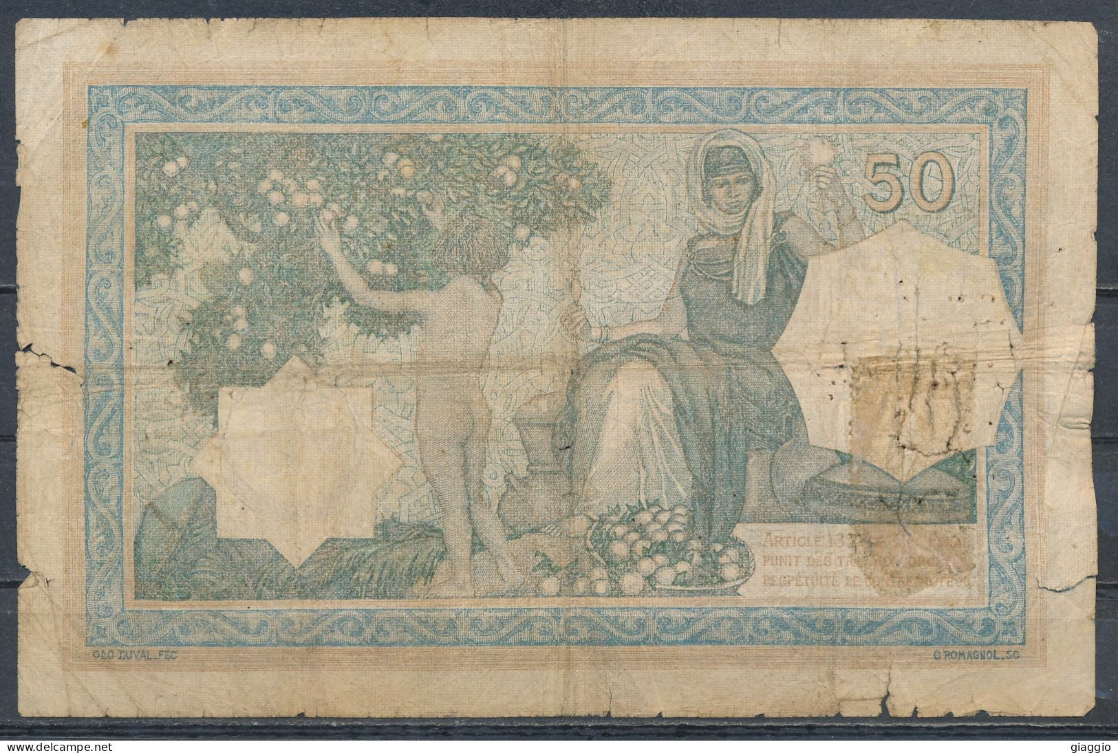 °°° TUNISIA TUNISIE BANQUE DE L'ALGERIE 50 FRANCS 12-12-1928 - VERY RARE DATE UNKNOWN °°° - Algerien