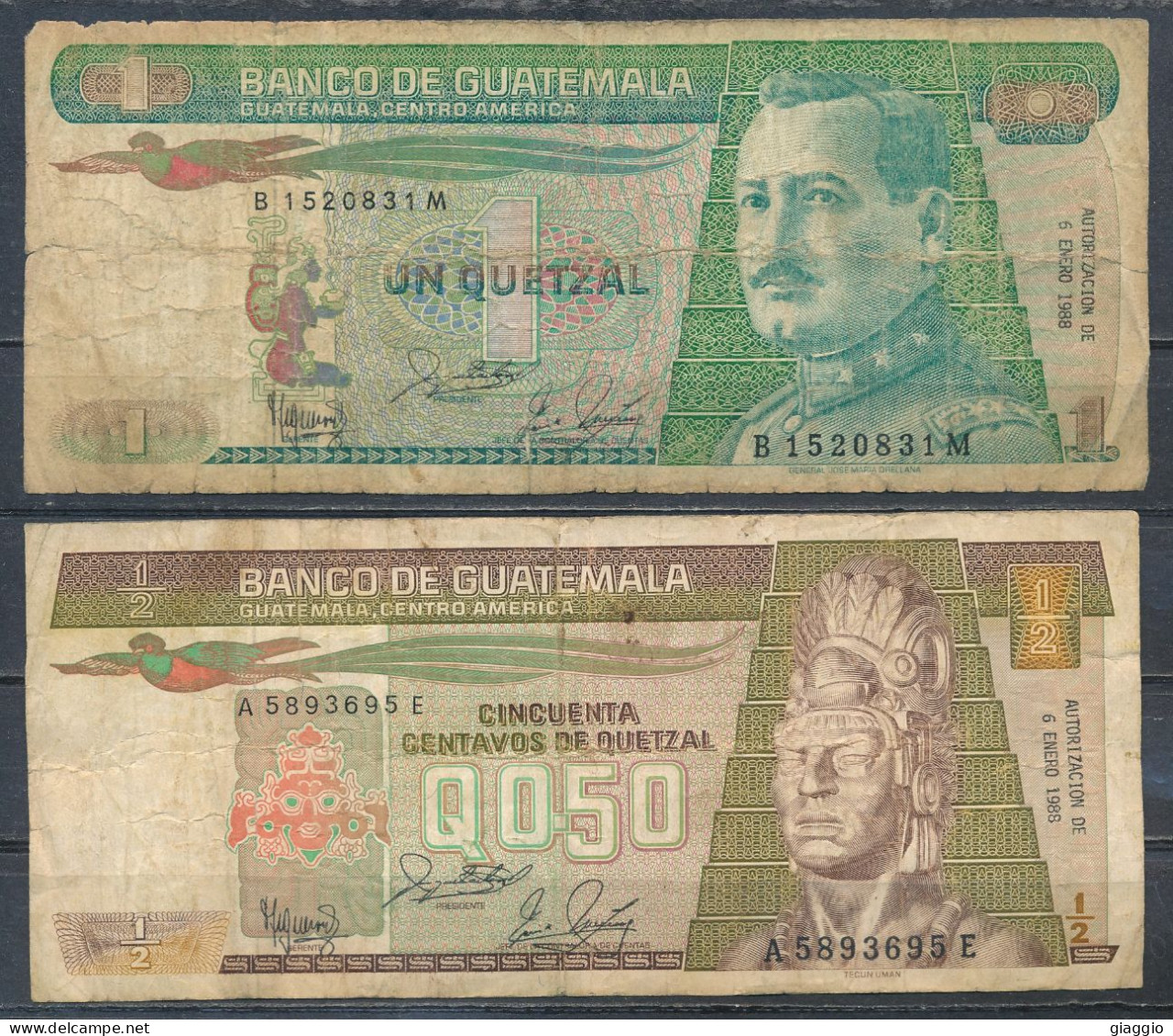 °°° GUATEMALA 0,50/1 QUETZAL 1988 °°° - Guatemala