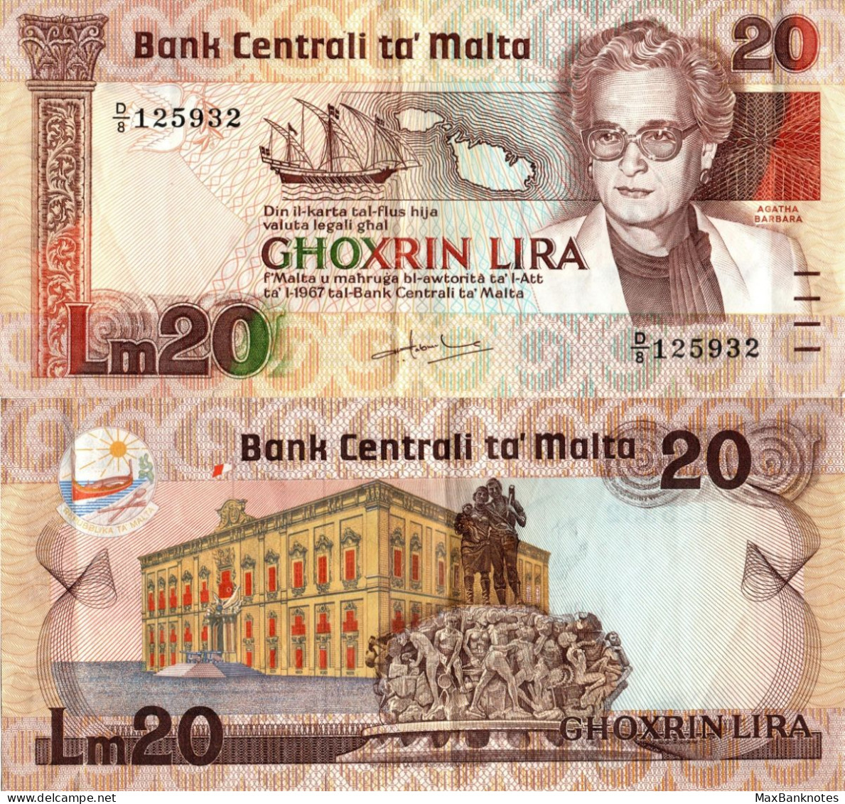 Malta / 20 Lira / 1986 / P-40(a) / XF - Malta