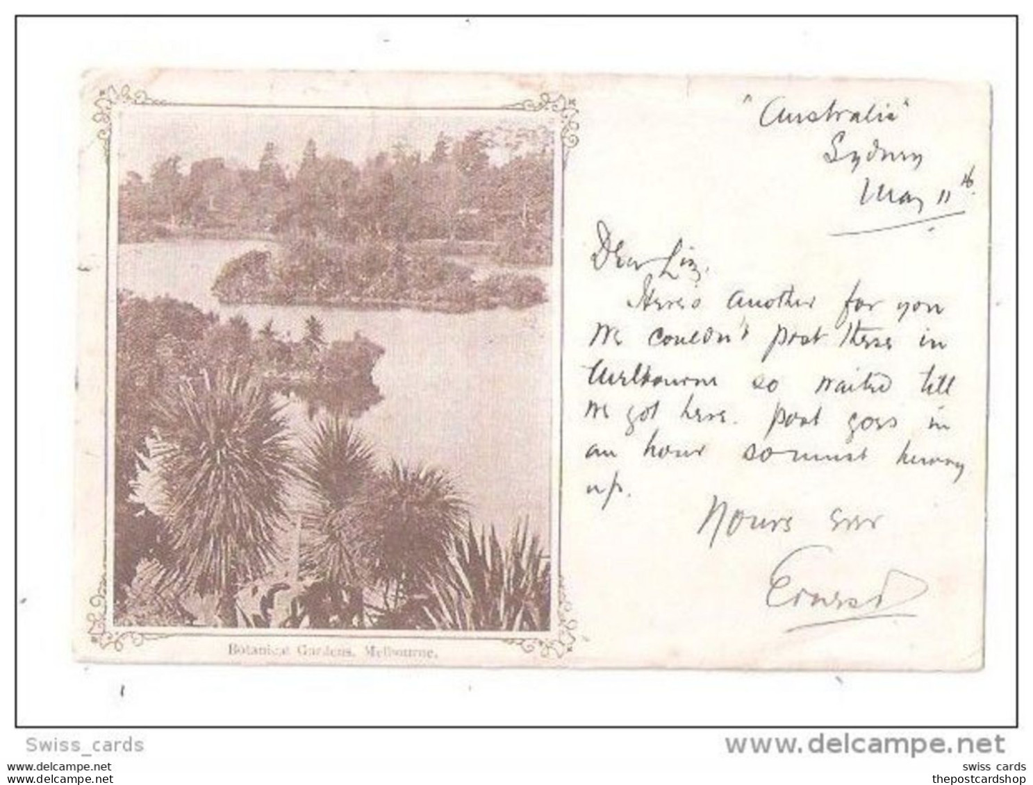 Early Undivided Back BOTANICAL GARDENS MELBOURNE Victoria Australia Used 1902 With 2 Stamps - Melbourne