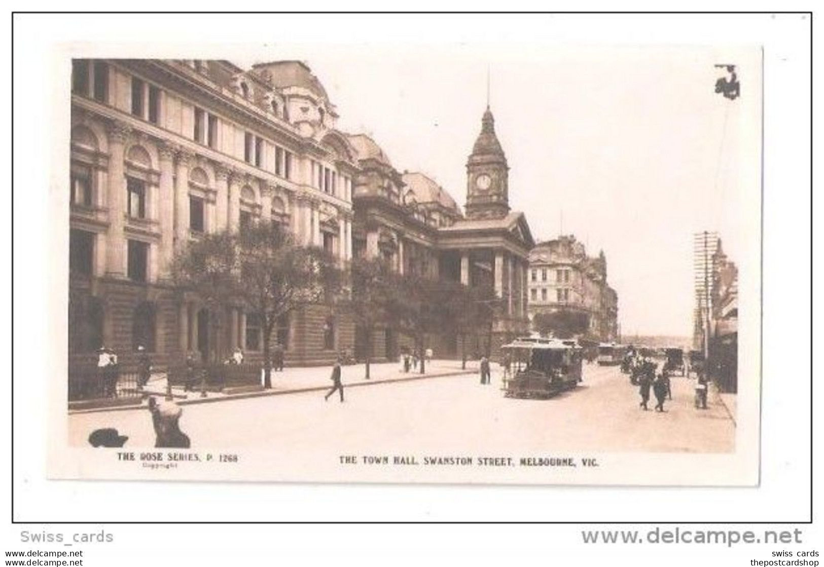 AUSTRALIA TOWN HALL & SWANSTON STREET ROSE SERIES MELBOURNE TRAMS HORSE-DRAWN CARTS BUSY STREET VIEW - Melbourne