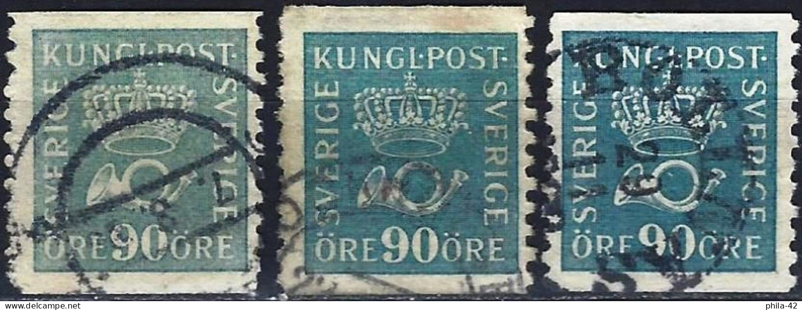 Sweden 1925 - Mi 200 WA - YT 201 ( Crown And Posthorn ) Three Shades Of Color - Variedades Y Curiosidades