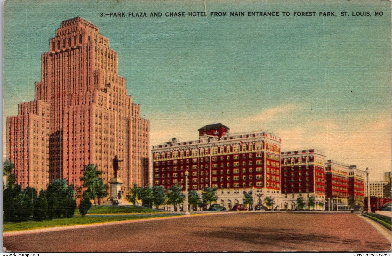 Missouri St Louis Park Plaza And Chase Hotel From Main Entrance To Forest Park 1945 - St Louis – Missouri