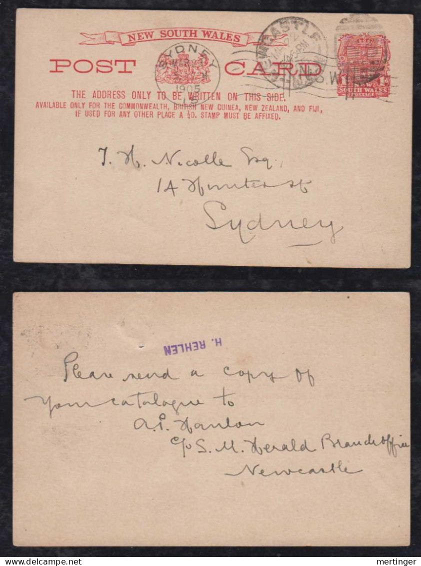 New South Wales Australia 1905 Stationery Postcard NEWCASTLE X SYDNEY - Lettres & Documents