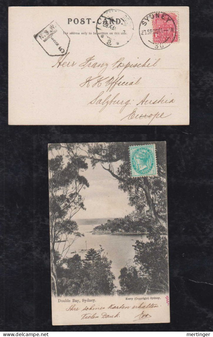 New South Wales Australia 1905 Picture Postcard SYDNEY X SALZBURG Austria Postage Due Double Bay - Covers & Documents