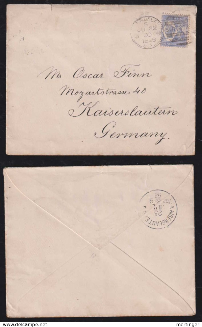 South Australia 1898 Cover ADELAIDE X KAISERSLAUTERN Germany - Covers & Documents