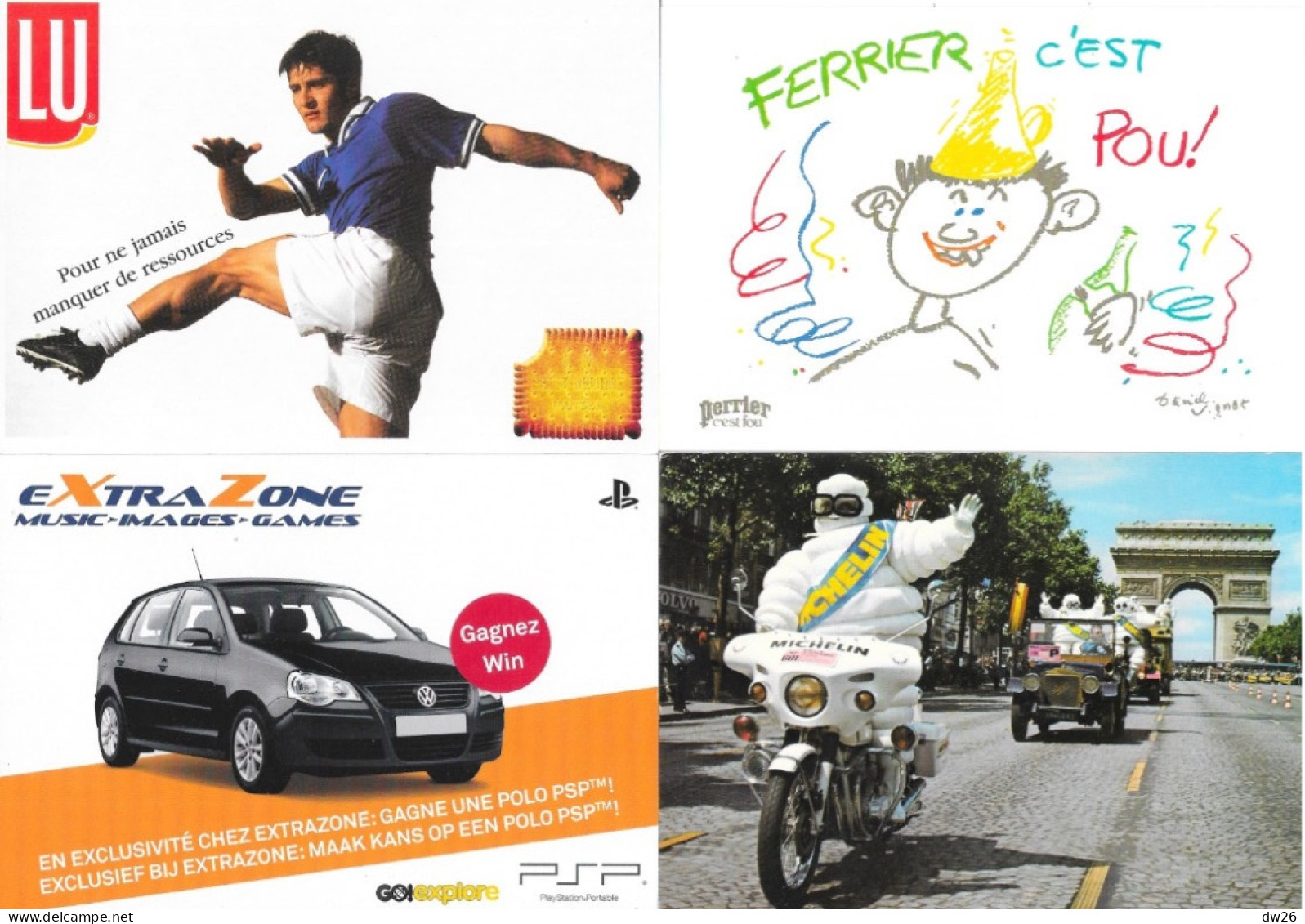 Lot de 140 cartes publicitaires (CPM) Publicité voitures, alcools, Perrier, lingerie, Sports (Cyclisme)