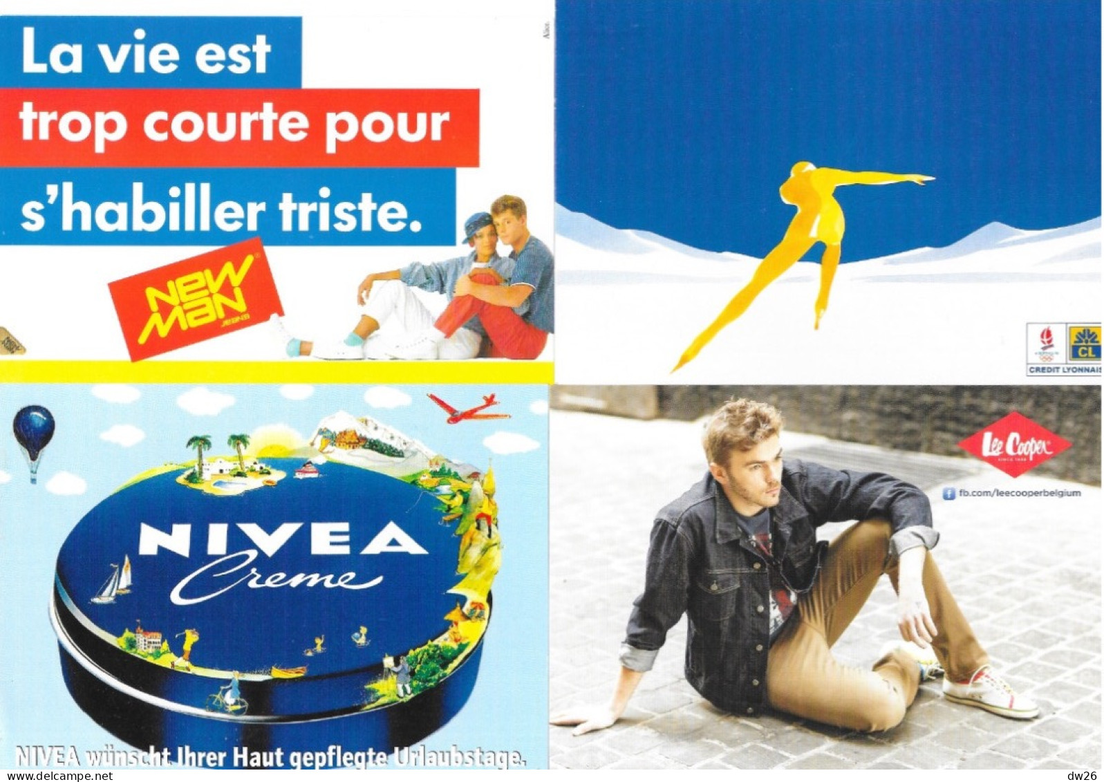 Lot de 140 cartes publicitaires (CPM) Publicité voitures, alcools, Perrier, lingerie, Sports (Cyclisme)